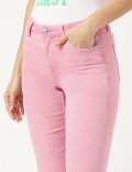 Cropped High Waist Button Front Jeans