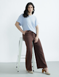 Cotton Rich Drawstring Wide Leg Trousers