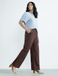 Cotton Rich Drawstring Wide Leg Trousers