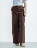 Cotton Rich Drawstring Wide Leg Trousers