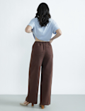 Cotton Rich Drawstring Wide Leg Trousers