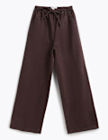Cotton Rich Drawstring Wide Leg Trousers