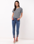 Front Slit Denim w/Stretch