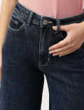 Cotton Mix Plain Wide Leg Jeans