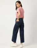 Cotton Mix Plain Wide Leg Jeans