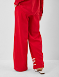 Linen Rich Embroidered Wide Leg Trousers