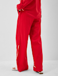 Linen Rich Embroidered Wide Leg Trousers