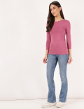 Cotton Mix Plain Slim Flared Jeans