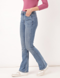 Cotton Mix Plain Slim Flared Jeans