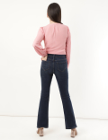 Cotton Mix Plain Slim Flared Jeans