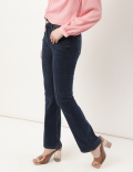 Cotton Mix Plain Slim Flared Jeans
