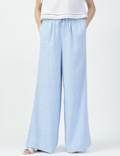 Linen Rich Plain Relaxed Fit Trousers