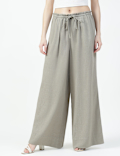 Linen Rich Plain Relaxed Fit Trousers