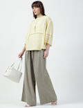 Linen Rich Plain Relaxed Fit Trousers