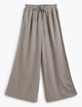 Linen Rich Printed Drawstring Trousers