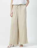 Linen Rich Plain Relaxed Fit Trousers