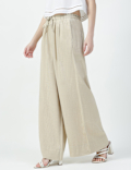 Linen Rich Plain Relaxed Fit Trousers