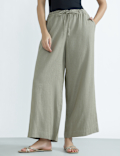 Linen Rich Plain Regular Fit Trousers