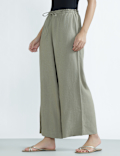 Linen Rich Plain Regular Fit Trousers
