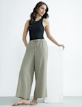Linen Rich Plain Regular Fit Trousers