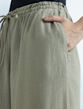 Linen Rich Plain Regular Fit Trousers