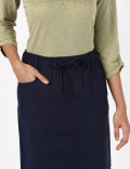 Knee Length Linen Viscose Skirt