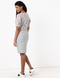Stripe Knee Length Linen Viscose Skirt