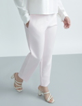 High Waisted Pleat Front Tapered Trousers