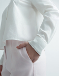High Waisted Pleat Front Tapered Trousers