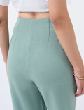 High Waisted Pleat Front Tapered Trousers
