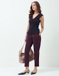 High Waisted Pleat Front Tapered Trousers