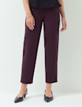 High Waisted Pleat Front Tapered Trousers