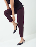 High Waisted Pleat Front Tapered Trousers
