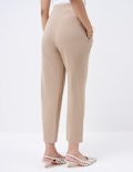 High Waisted Pleat Front Tapered Trousers