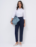 Cotton Rich Slim Fit Ankle Grazer Trousers