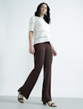 Slim Fit Pleat Front Flared Trousers