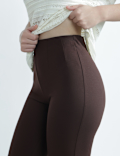 Slim Fit Pleat Front Flared Trousers