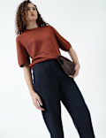 Linen Rich Pleat Front Cropped Trousers