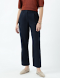 Linen Rich Pleat Front Cropped Trousers