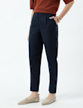 Linen Rich Pleat Front Cropped Trousers