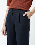 Linen Rich Pleat Front Cropped Trousers
