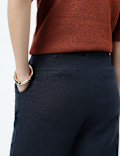 Linen Rich Pleat Front Cropped Trousers