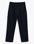 Linen Rich Pleat Front Cropped Trousers