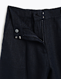 Linen Rich Pleat Front Cropped Trousers