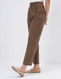 Linen Rich Pleat Front Cropped Trousers