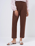 Linen Rich Pleat Front Cropped Trousers
