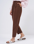 Linen Rich Pleat Front Cropped Trousers