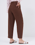 Linen Rich Pleat Front Cropped Trousers