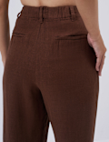 Linen Rich Pleat Front Cropped Trousers