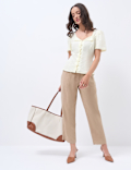 Linen Rich Pleat Front Cropped Trousers